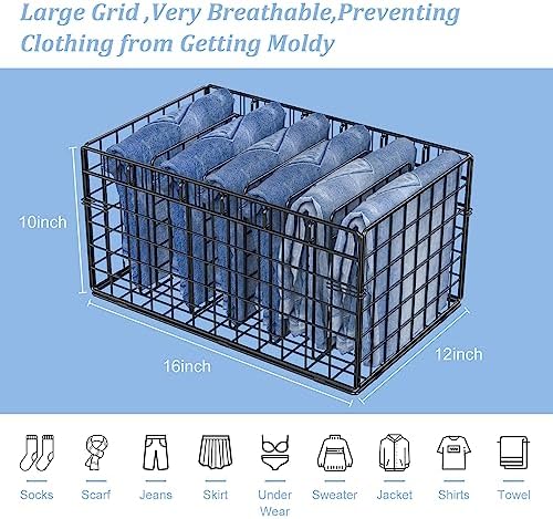 Retreat & Renew 2 Pack Metal Wardrobe Clothes Organizer,Drawer Organizers for Clothing,Closet Separation Storage Box for