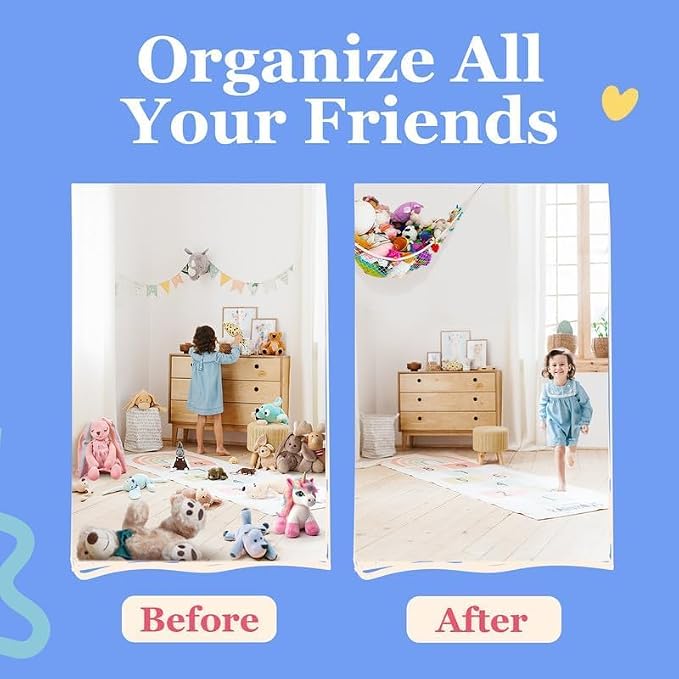 Lilly's Love Extra Large Stuffed Animal Hammock - Corner Hanging Toy Organizer - Plushie Holder - Stuffed Animal Storage Net (Pastel Purple)