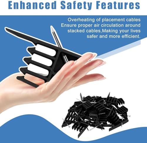 100Pcs Cable Stackers, Multi-Cable Staples Clips with Steel Nails for Wires