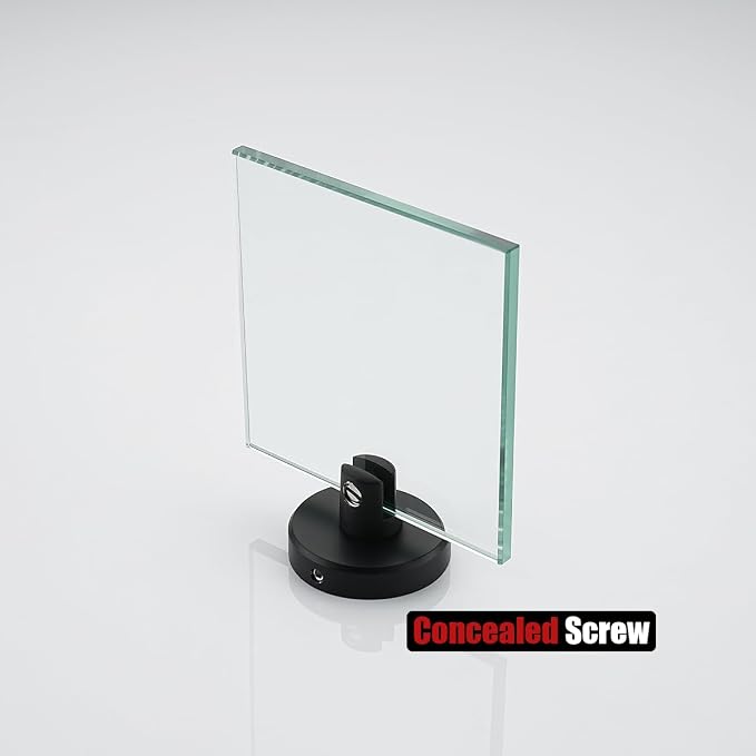 JQK Small Floating Glass Shelves Black, 4 Inch Display Ledges for Wall, Mini Decor, Living Room Bedroom Bathroom, Tempered Glass Shower Storage, 2 Pack, TGS101L4-PB-P2
