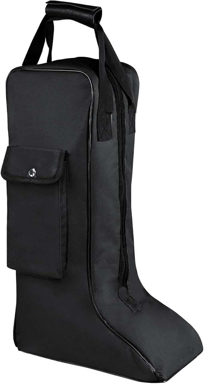 Portable Riding Boot Bag for Tall Boot, Oxford Equestrian Boot Bag with Handle, Cowboy Boot Travel Bag with Outer Pocket for Cowboy Boots, Snow Boots, Travel and Daily Use