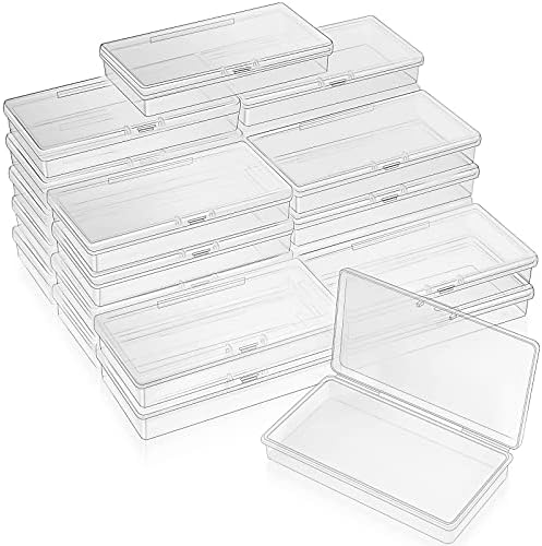SATINIOR 24 Pcs Small Clear Plastic Container Box, 4.8 x 2.4 x 0.9 in