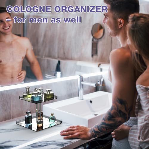 NiHome Perfume Organizer 2-Tier Acrylic Cologne Vanity Makeup Holder, Gray