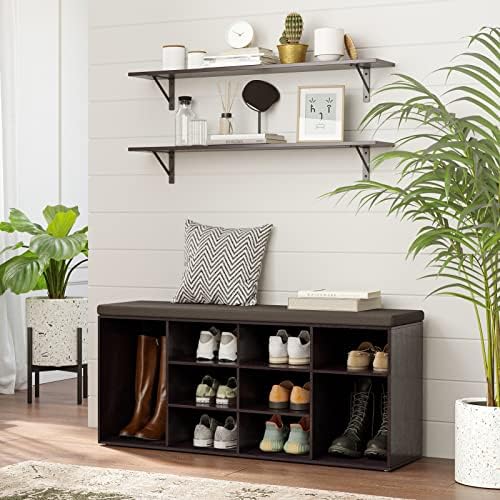 DINZI LVJ Long Wall Shelves, 31.5" Wall Mounted Shelves with Metal Brackets