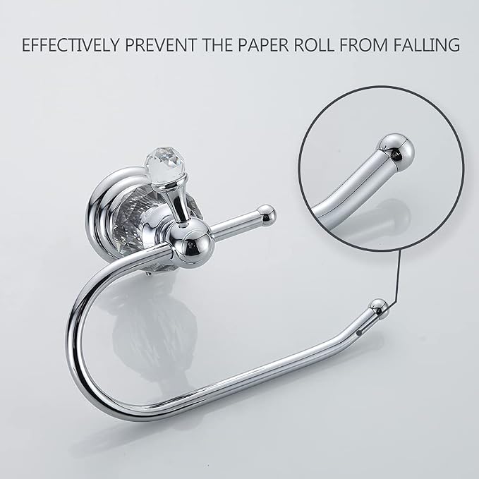 WOLIBEER Crystal Toilet Paper Holder, Polished Chrome Tissue Paper Holder Silver Bathroom Toilet Roll Hanger Wall Mounted Brass