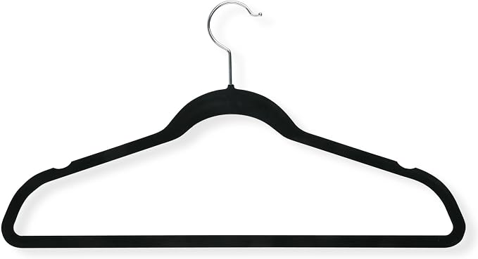 Honey-Can-Do HNG-01050 Ultra-Thin Non-Slip Velvet-Touch Hangers, Black, 20-Pack