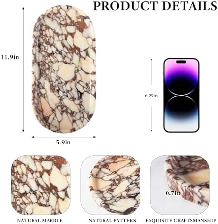 Koville Natural Decorative Marble Bathroom Tray, 12"x6" Calacatta Viola Marble Catchall Tray for Bathroom, Stone Perfume