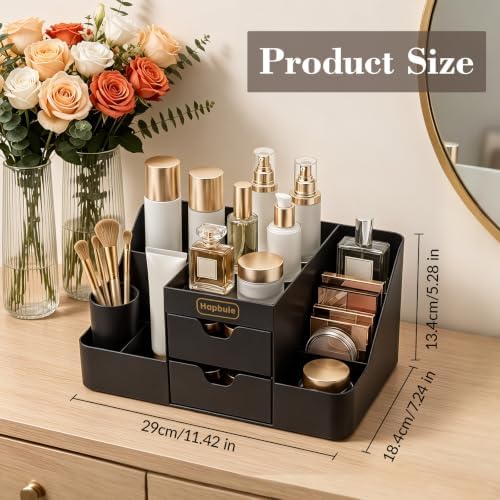 Cologne Organizer for Men with Drawers, Vanity Makeup Storage,black