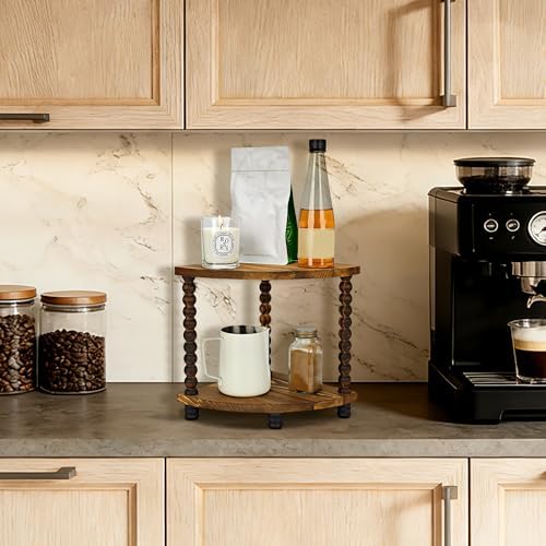 2 Tier Triangle Corner Shelf, Farmhouse Wooden Organizer
