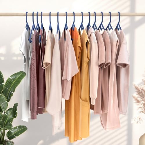 NEATERIZE Thick Heavy Duty Hangers - Navy Plastic Clothes Hangers 24 Pack - Great for Coat Hanger, Jackets Jeans & Suit Hanger for Closet - New Apartment Essentials Percheros Ganchos para Colgar Ropa