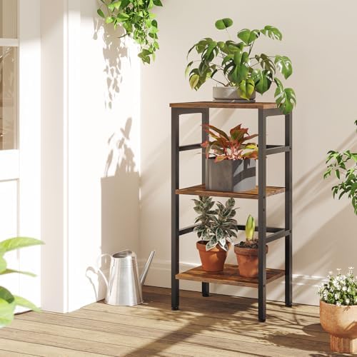 HOOBRO 3 Tier Bookshelf, Small Narrow Bookshelf, Record Storage Rack with Side Fence, Floor-Standing Shelf Units, Narrow