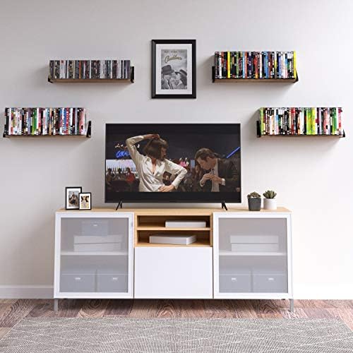 Wallniture Ponza Wood Floating Shelves for Wall, Rustic Wall Shelves for Living Room, 24" Bookshelf and DVD Storage Shel