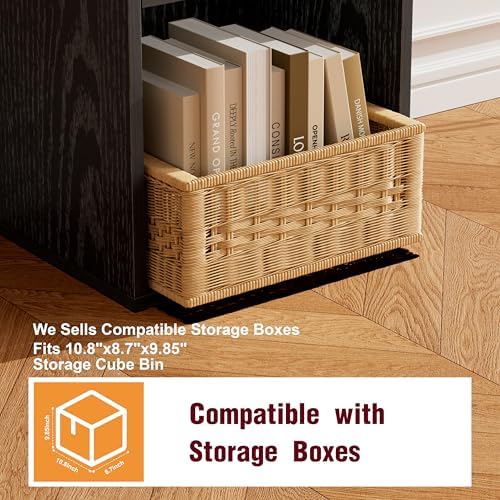Book Shelf, Wooden Cube Storage Organizer with 11" Open Cubes, Stackable Modular Bookcase for Room Divider Storage, 2 Ti