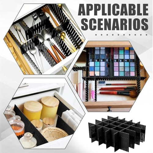 Blosssound 15 Pcs 5.12 Tall Drawer Divider, Adjustable Organizer, Black