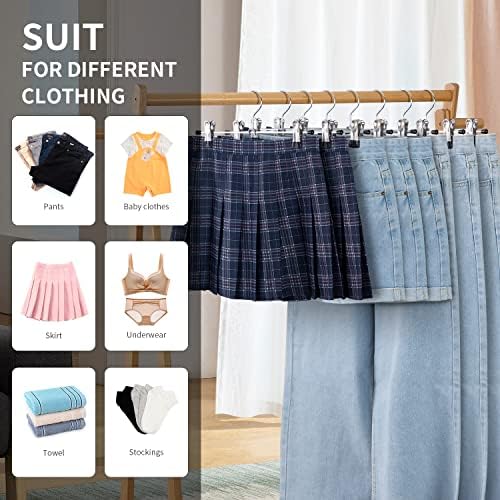 Cimlord 50 Pack Pants Hangers with Clips Skirt Hangers for Women Shorts hangers Heavy Duty Metal Clothes Hanger for Closet Space Saving Non Slip Trousers Hanger Jeans Hanger for Men,Black,12 Inch
