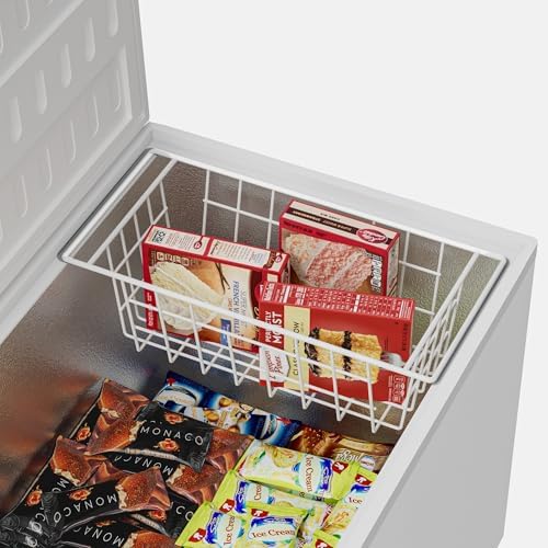 Chest Freezer Bins, Deep Chest Freezer Organizer Basket, Storage Rack Bins Wire Metal Baskets with Hanging Handles 16.5"