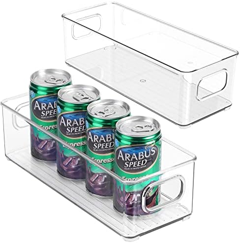 Stackable Plastic Food Storage Bin with Handles for Kitchen Pantry, Cabinet, Refrigerator, Freezer - Organizer for Fruit