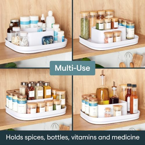 YouCopia MagicTrack Spice Turntable, 2-Tier Rectangle Lazy Susan Organizer