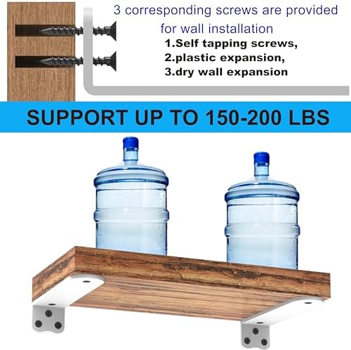 10Inch White Heavy Duty Floating Shelf Bracket 6 Pack 3-Hole Mount