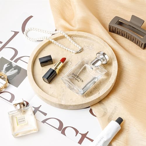 Natural Marble Vanity Tray for Bathroom Kitchen Dresser, Travertine Stone Decorative Trays for Jewelry, Perfume, Cosmeti