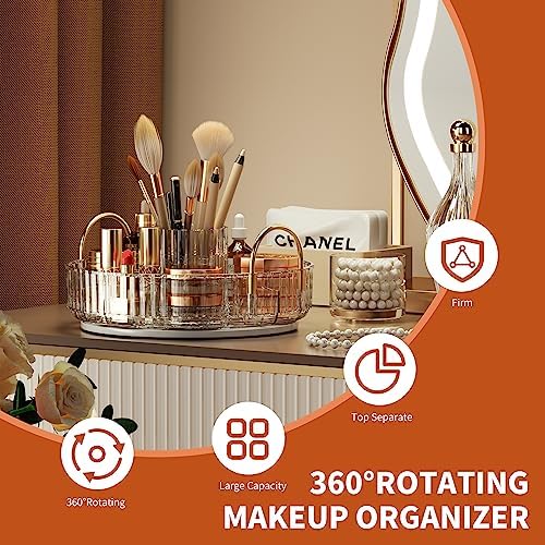 YCIA&DONE Rotating Makeup Organizer for Vanity, Large Capacity Make Up Storage Skin care Shelf Perfume Holders Cosmetic 