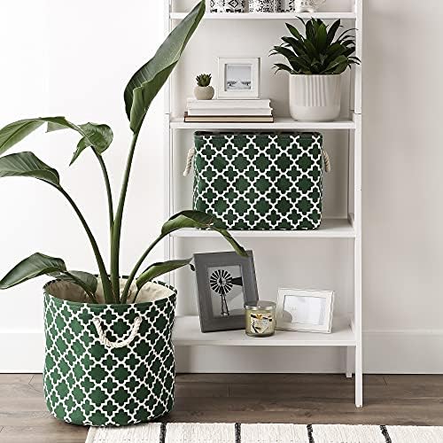DII Polyester Container with Handles, Lattice Storage Bin, Medium, Hunter Green