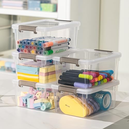 8Packs 3.2Qt Small Clear Storage Bins with Lids, Plastic