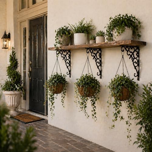 Z Metnal Decorative Shelf Brackets, 6 x 9 inch, Cast Wrought Iron Metal Mailbox Bracket, 90° Right Angle Victorian Brack