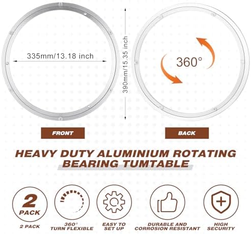 JaGely 2 Pack Lazy Susan Aluminum Turntable, 16 Inch
