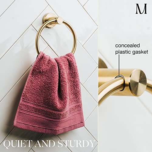 Marmolux Acc Brushed Gold Towel Ring - Modern Hand Towel Holder - Stainless Steel Bathroom Towel Rack - Round Hanger