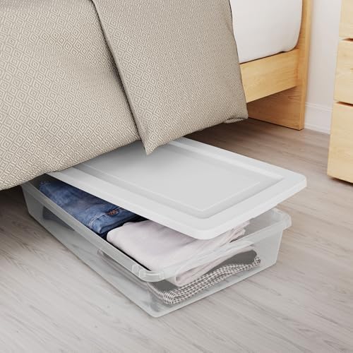 Sterilite 24-Pack 41 Quart Storage Box, Stackable Clear Plastic Bins with Snap-On Lids - Heavy-Duty Organizing Container