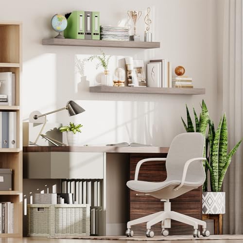 HOOBRO Floating Shelves for Wall, Wall Mounted Shelf Set of 2, 47.2" Hanging Shelf with Invisible Brackets, for Wall Dec