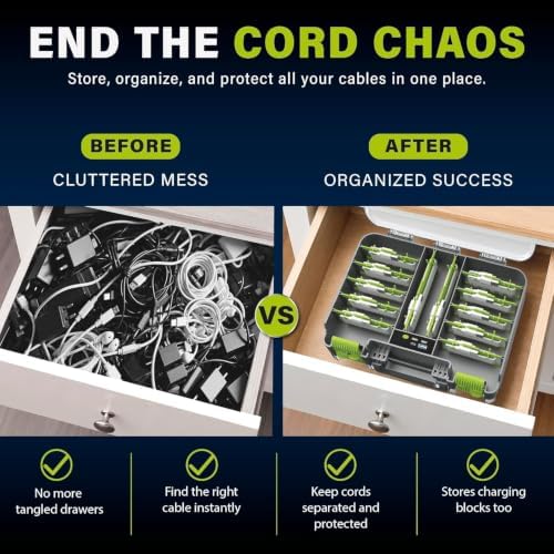 Ontel Cord Daddy Cord Organizer Case for Cables and Chargers, Tech & Electronics Organizer | Holds Cords, Cables, Charge
