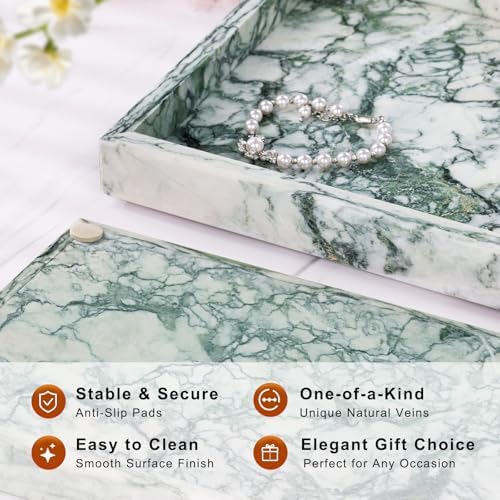 Marble Bathroom Tray for Countertop & Home Decor, Natural Decorative Marble Tray for Jewelry & Perfume Organizer, Luxury