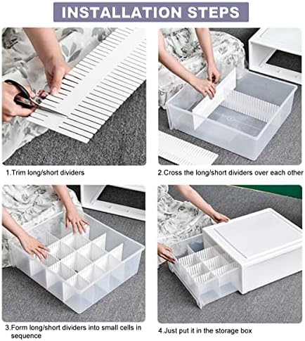 Drawer Dividers Adjustable Organizer 32Pcs - Suitable for Socks,Underwear,Makeup,Tidy Kitchen, Bedroom,White Dresser