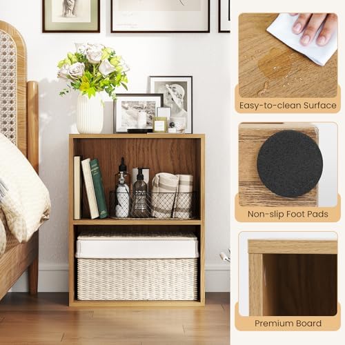 Giantex 2-Cube Bookshelf, 2-Layer Storage Shelf Bookcase w/Large-Capacity Open Storage Space for Living Room Bedroom Stu