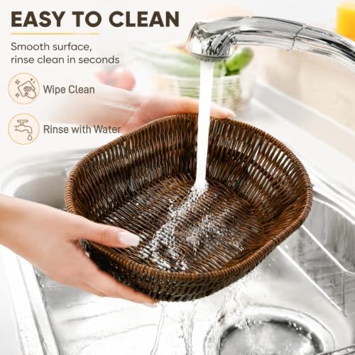 ZAVOOS 3 Pack Wicker Bread Basket, 11 Inch Food Serving Tray