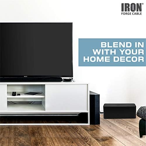 Iron Forge Cable Large Cable Management Box, Black, Includes Cable Sleeve