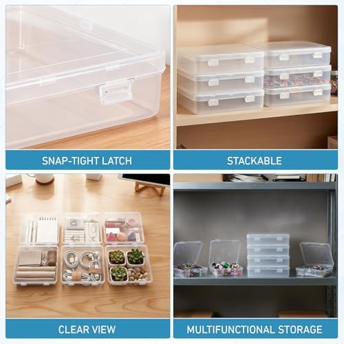 Jetec 18 Pieces Small Clear Plastic Storage Box, 5.9 x 5.9 x 1.5 Inch