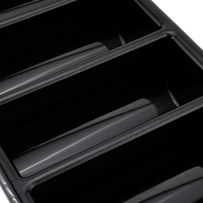 Restaurantware-21.9 x 14.2 x 3.5 Inch Silverware Organizer, 1 Crack-Resistant Cutlery Tray - 4 Compartments, Built-In Handles, Black Plastic Utensils Drawer Holder, For Kitchen Organization