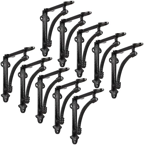 Gisafai 10 Pcs Decorative Shelf Brackets 5.5 Inch Cast Iron Shelf Brackets