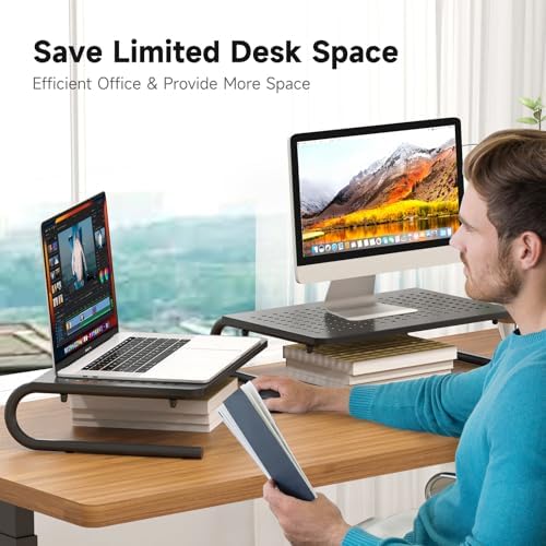 suptek Monitor Stand Riser for Computer,Laptop,Printer, Notebook and All Flat Screen Display with Vented Metal Platform 