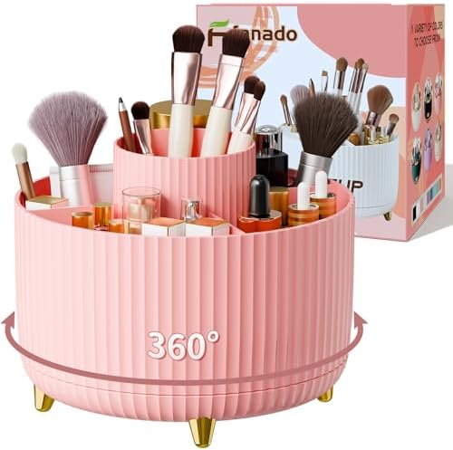 fanado 360° Rotate Makeup Brush Holder Organizer, Makeup Organizers Countertop, Makeup organization and Skincare Storage