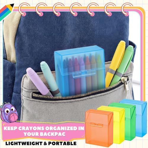 Clabby 4 Pcs Clear Plastic Crayon Boxes Hold 24 Count, Sunset