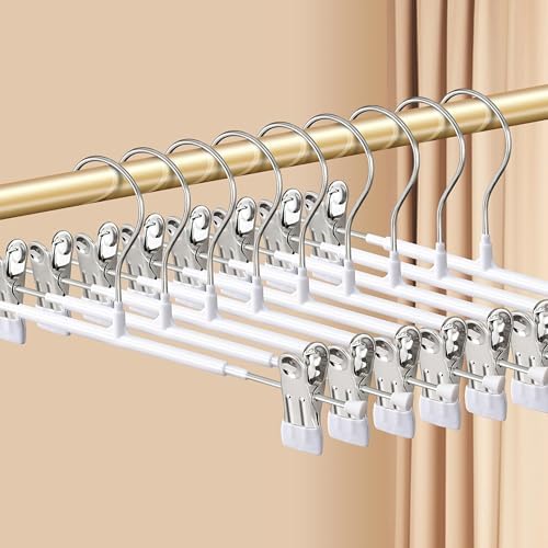 Pants Hangers with Clips Skirt Hangers, 12 Inch 30 Pack, White