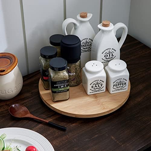 10 Inch Bamboo Lazy Susan Organizer Turntable for Kitchen Cabinet Table Refrigerator Lazy Susans Spice Rack for Pantry C