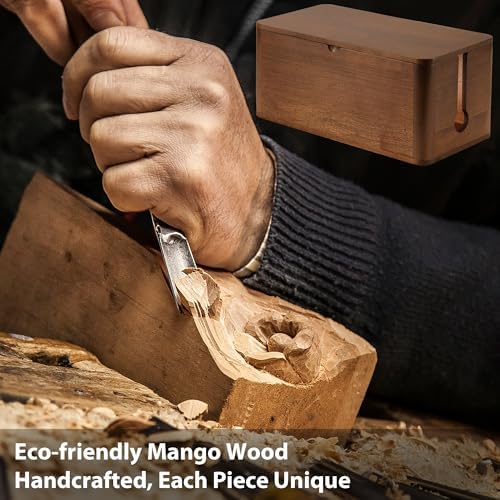 ZhiYo Wood Cable Management Box, Large Cord Organizer Box for Power Strip