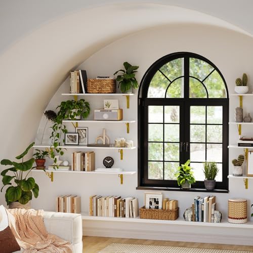 DINZI LVJ Long Wall Shelves, 31.5Inch Wooden Wall Mounted Shelves, Set of 4