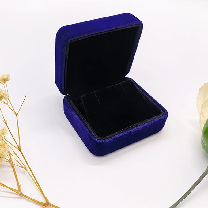 2 Pieces Velvet Earring Box,Stud Earring Gift Box,Jewelry Display Case for Proposal,Engagement,Wedding and Birthday,Blue