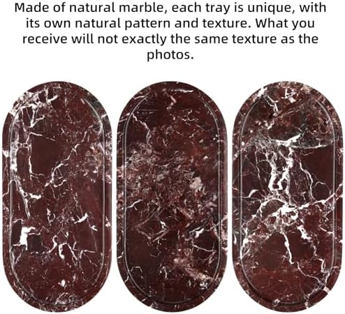 Oval Marble Bathroom Vanity Tray, Rosso Lepanto, 12" x 6" x 0.8"